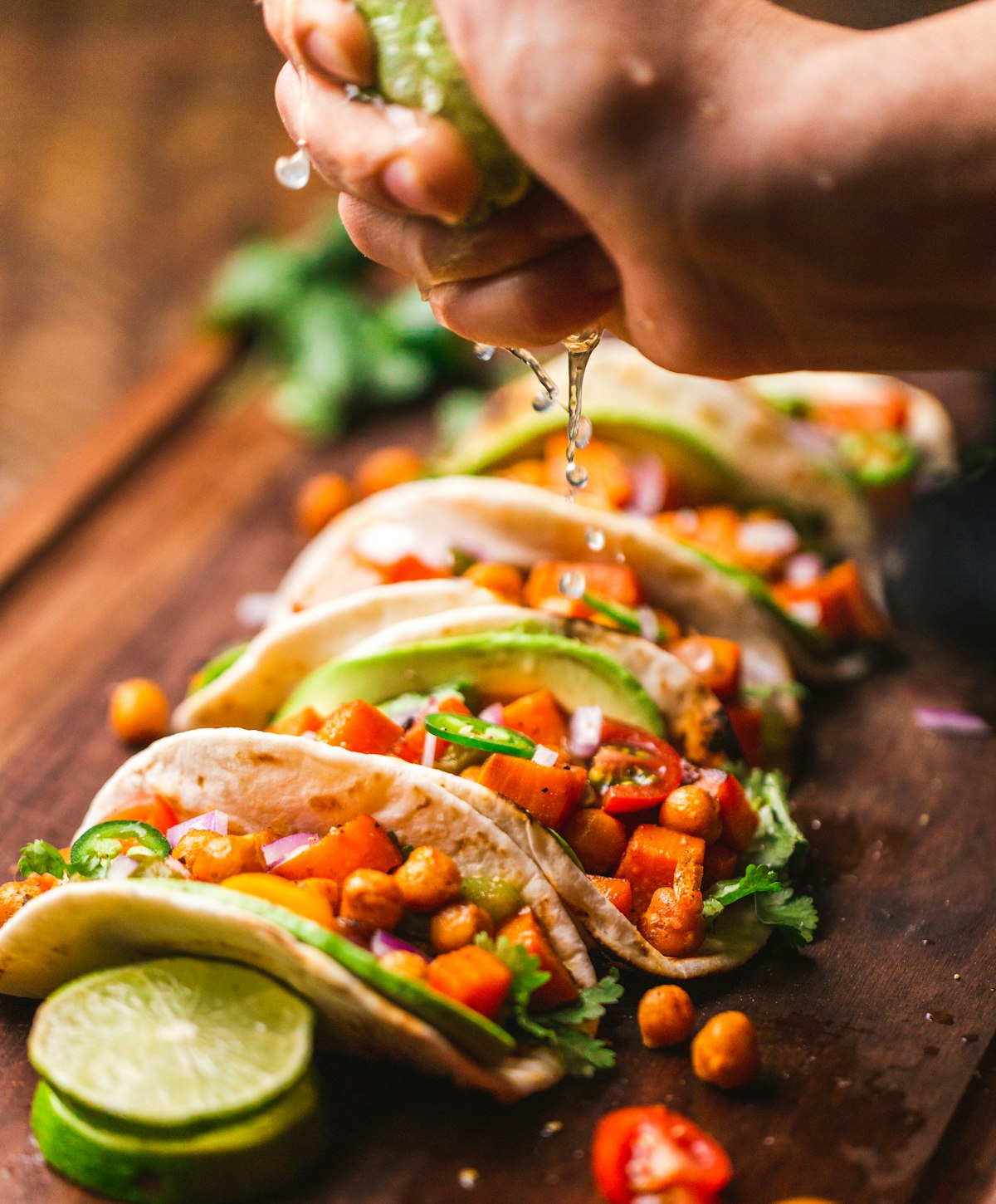 Fresh lime squeezed over scratch-made tacos at Kitchen 738